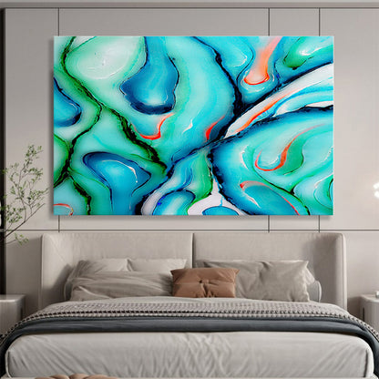 Cool Abstract Paintings Turquoise, Green & Red Fluid Abstract Art HPS159