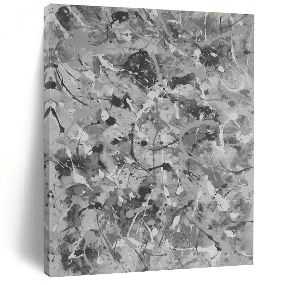 Cool Abstract Paintings Gray Monochrome Splatter Abstract Art PT459