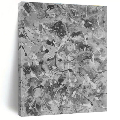 Cool Abstract Paintings Gray Monochrome Splatter Abstract Art PT459