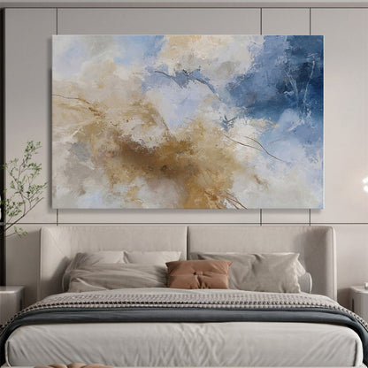 Minimalist Canvas Art Beige, Blue & Brown Abstract On Canvas HPS047