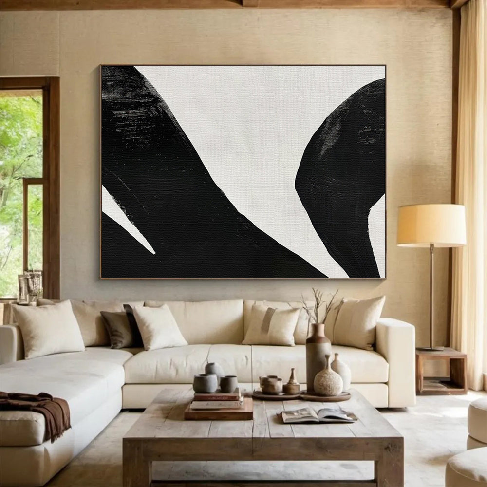 Cool Abstract Paintings Black & White Geometric Shapes Abstract On Canvas HPS048