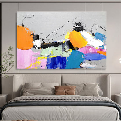Unique Abstract Art Multicolor (Orange, Pink, Blue, Yellow) Textured Abstract Painting HPS233