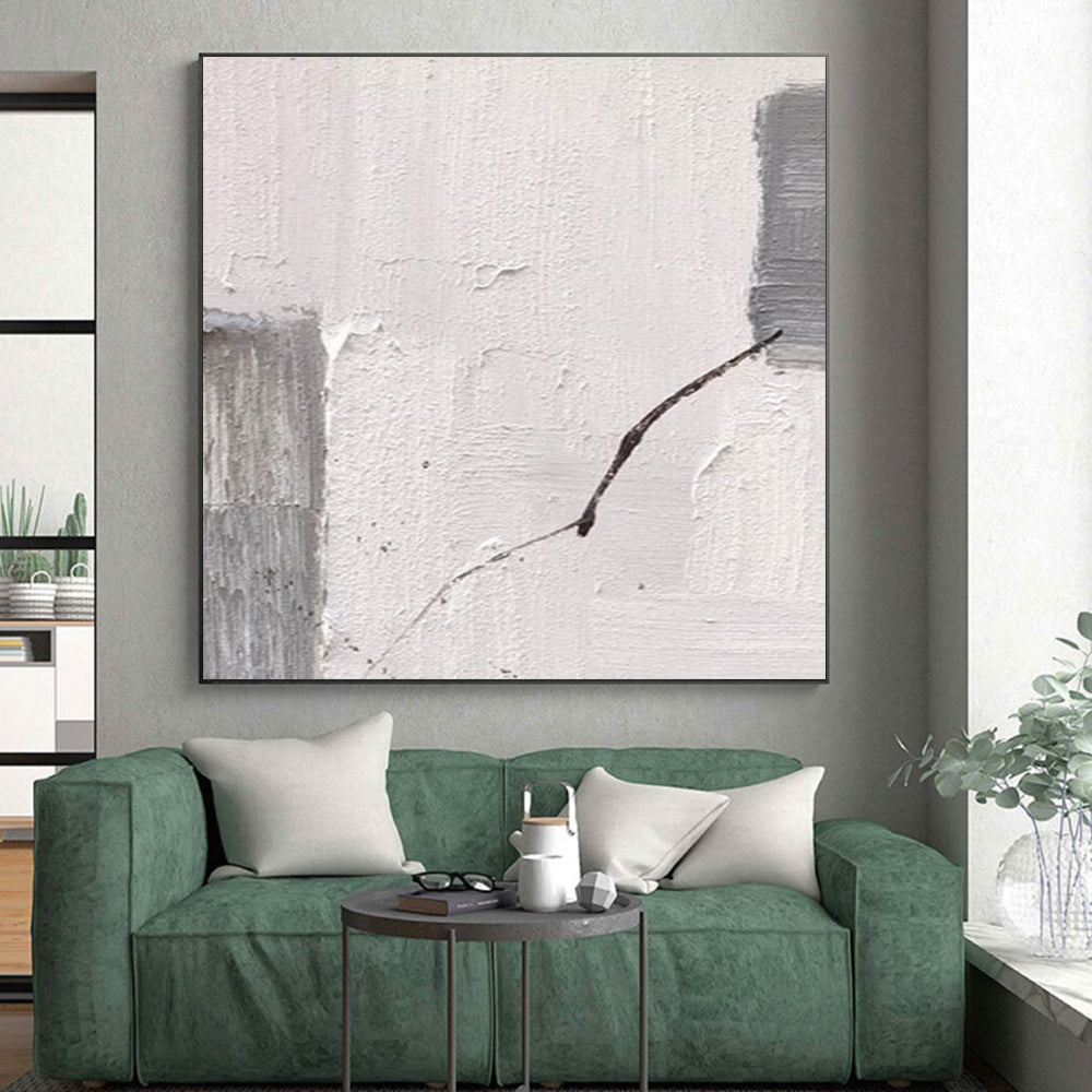 Hand Painted Art in Grey and White Textural Abstract Details Painting PT265