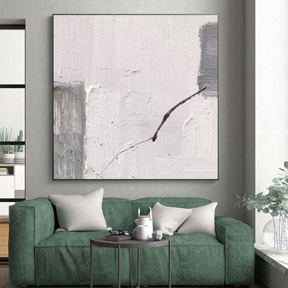 Hand Painted Art in Grey and White Textural Abstract Details Painting PT265