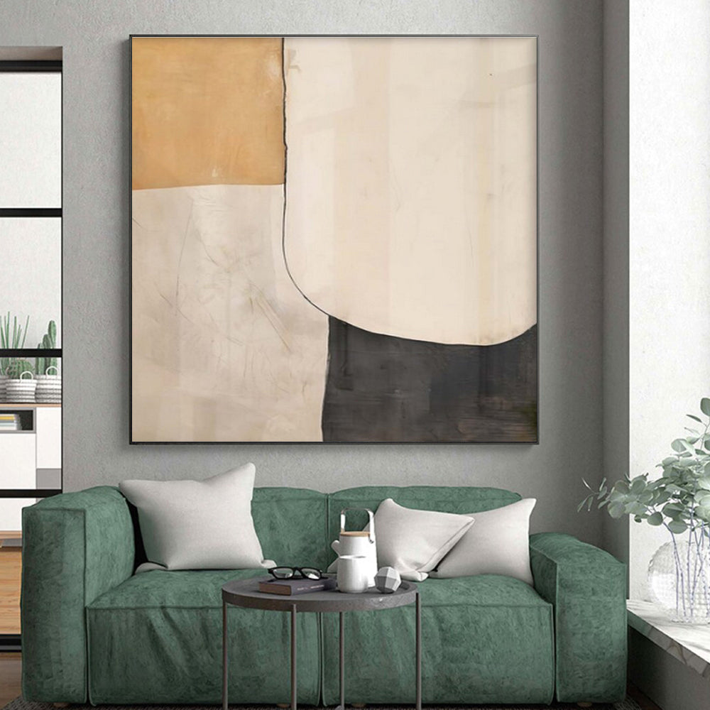 Large Size Beige, Black, and Brown Abstract Art PT668