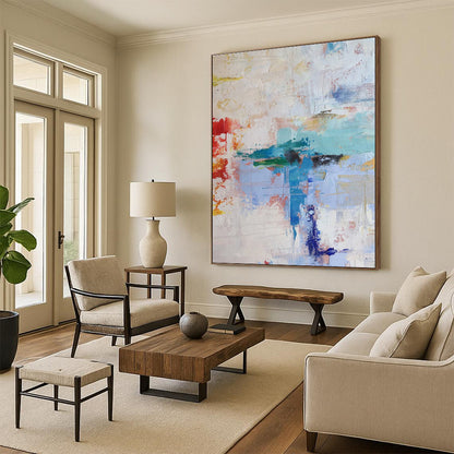 Oversized Abstract Wall Art Multicolor Textured Abstract Art PT360