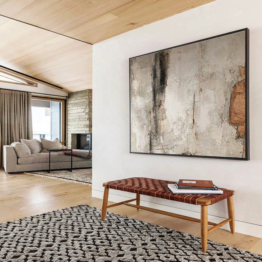 Large Size Beige, Gray, and Brown Textured Abstract Minimalist Art HPS374