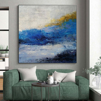 Large Size Blue Yellow White Abstract Landscape Art PT423