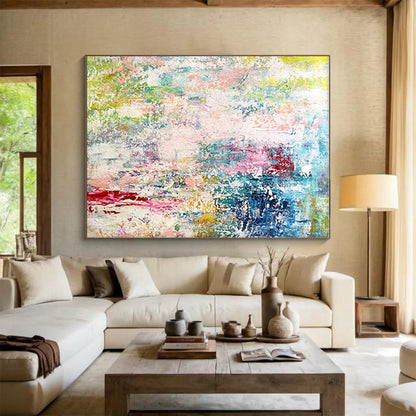 48x60 Colorful Multihued Abstract Art, Hand-Painted Acrylic Modern Art Painting PT286