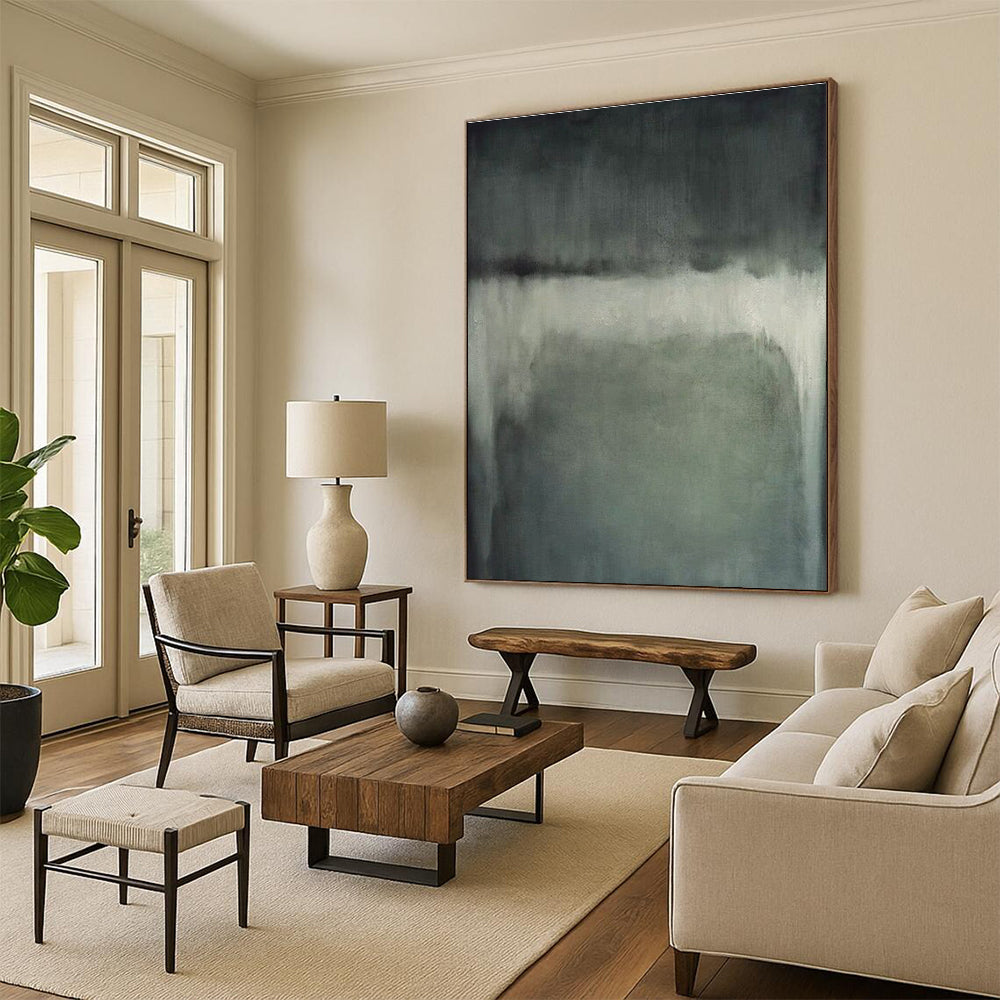 Minimalist Canvas Art Gray and White Abstract Misty Scene, Modern Art Acrylic PT531