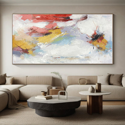 Oversized Abstract Wall Art Multicolor Textured Abstract Art PT389
