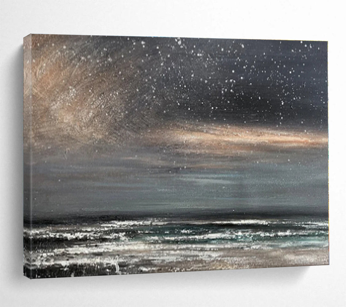 Cool Abstract Paintings Starry Night Over Dark Sea Abstract On Canvas HPS035