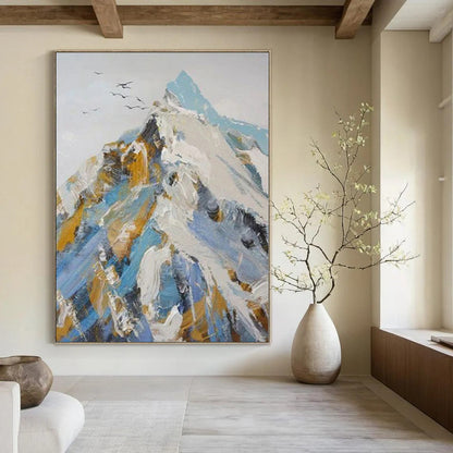 Hand Painting Colorful Mountain with Birds Acrylic Modern Art Painting DPS417