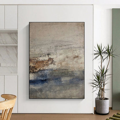 Hand-Painted Gray, Brown, and Blue Textured Abstract Art, Acrylic Modern Art Painting PT321