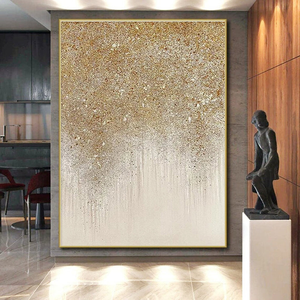 Modern Art Acrylic Gold Beige Textured Abstract Art PT380
