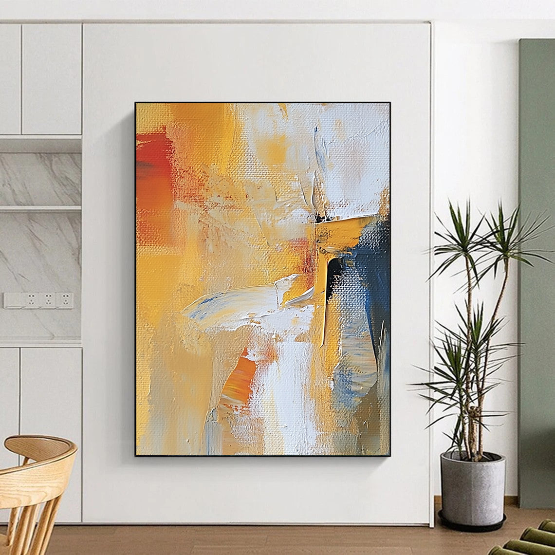 Yellow Orange White Blue Black Abstract Art PT148