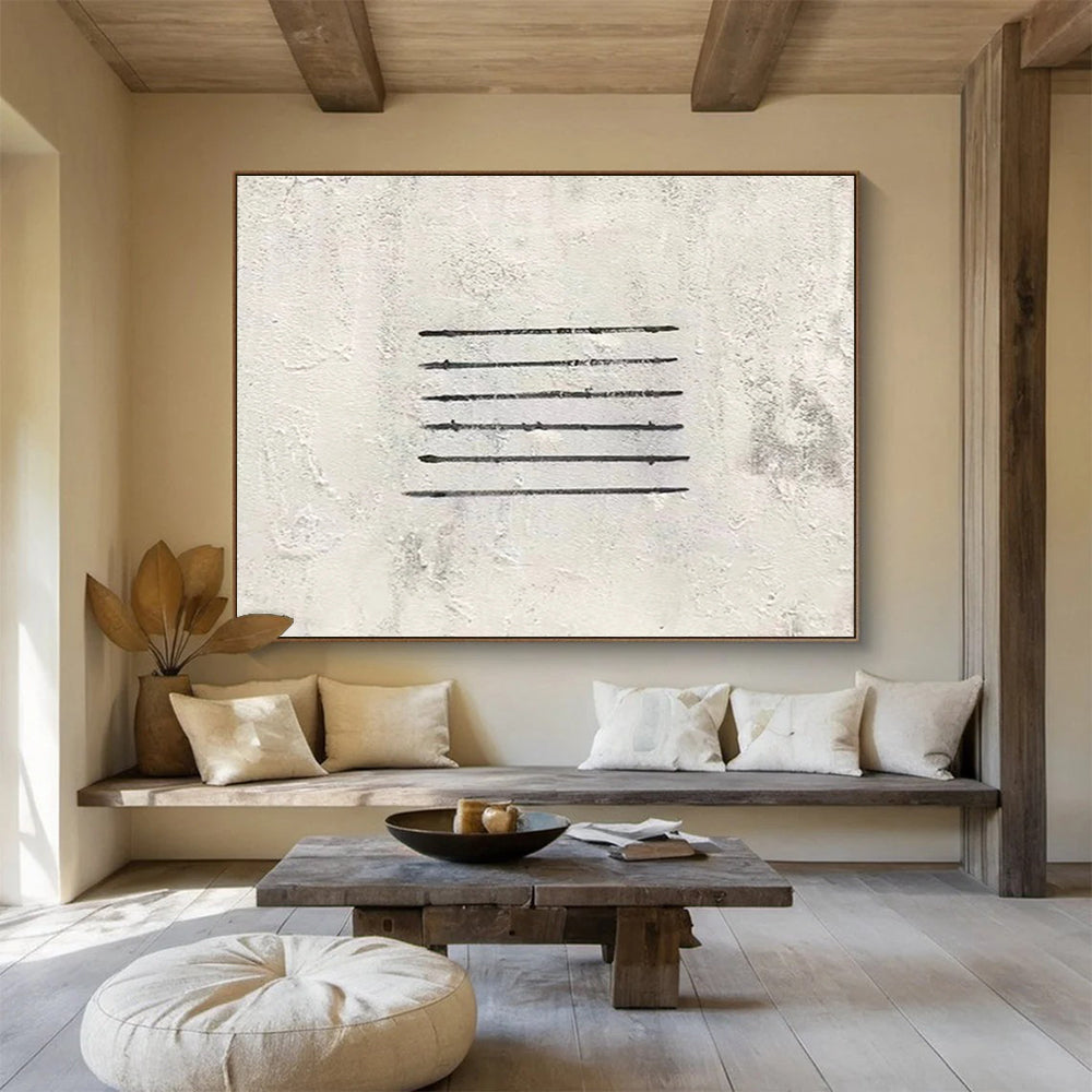 Cool Abstract Paintings Black & White Linear Minimalist Art HPS230