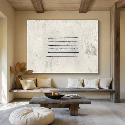 Cool Abstract Paintings Black & White Linear Minimalist Art HPS230