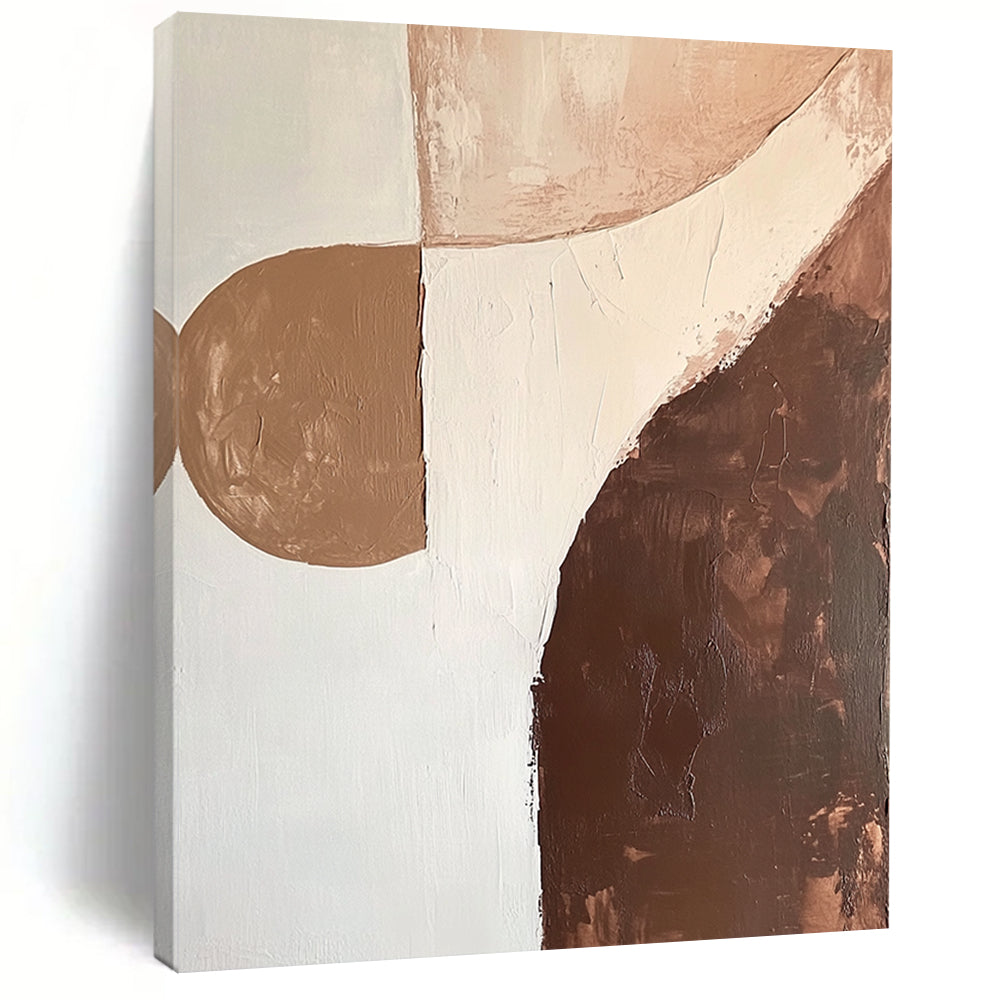 Large Abstract Painting For Living Room, Brown Beige White Abstract Minimalist Art PT160