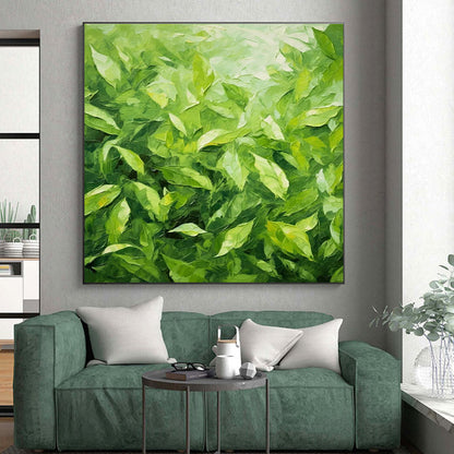 Hand Painted Art Green Leafy Textured Impressionistic Oil Painting PT341