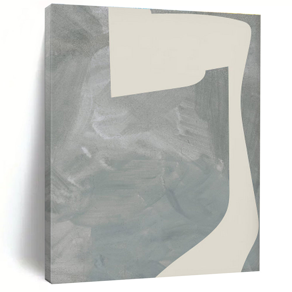 Large Contemporary Wall Art Gray Beige Abstract Form Acrylic Painting PT448