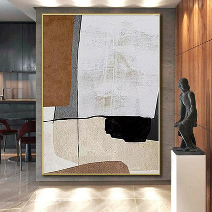 Acrylic Modern Art Paintings Brown, Beige & Black Geometric Abstract Painting On Canvas PT087