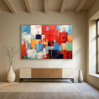 Acrylic Modern Art Paintings Multicolor Geometric Abstract On Canvas HPS070