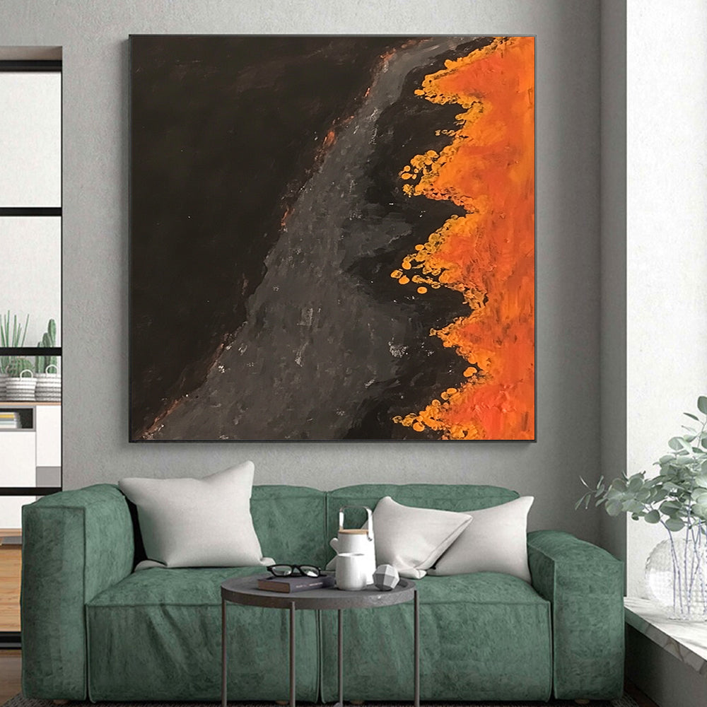 Black Orange Gray Abstract Art PT141