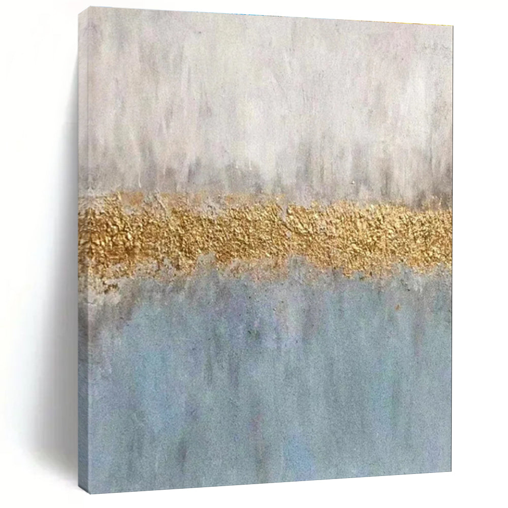 Oversized Gray, Gold & Blue Abstract Color Block, Cool Abstract Paintings DPS508