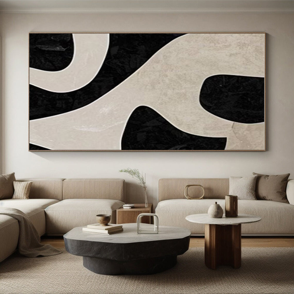 Large Size Black and White Organic Abstract Art PT678