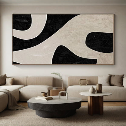 Large Size Black and White Organic Abstract Art PT678