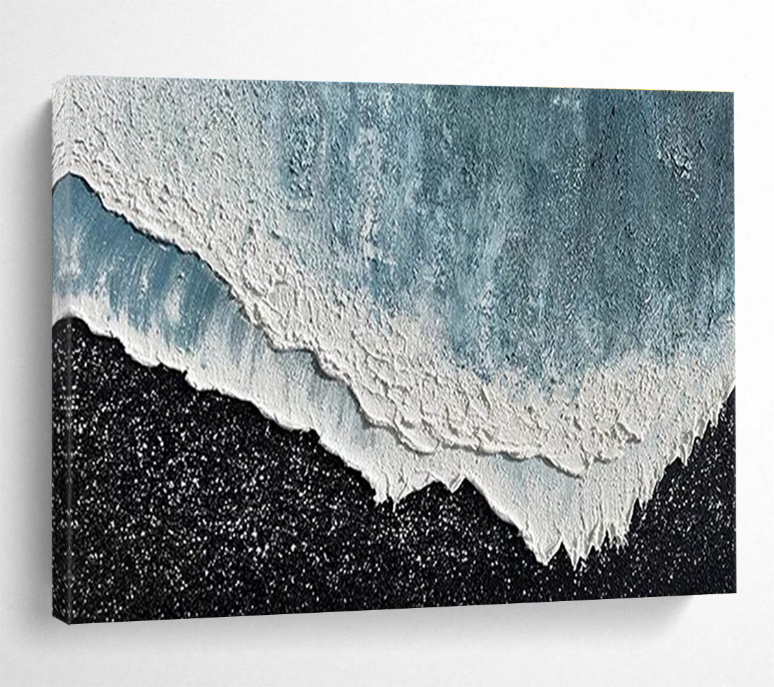 Hand Painting Blue & White Textured Wave Abstract Art HPS222