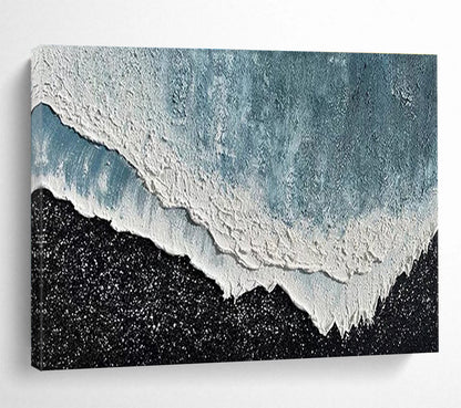 Hand Painting Blue & White Textured Wave Abstract Art HPS222