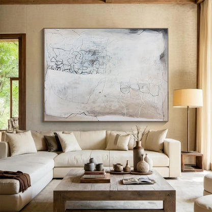 Cool Abstract Paintings Monochrome Line Art Abstract On Canvas HPS025