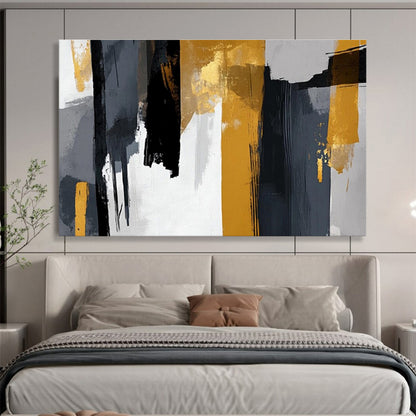 Oversized Abstract Wall Art Black, Gray, and Gold Textured Abstract Art HPS397