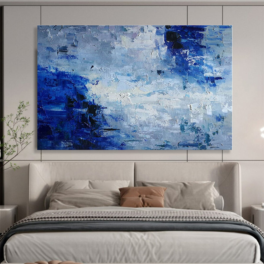 Hand Painting Blue & Gray Textured Abstract Sky Art HPS152