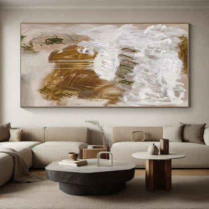 Acrylic Modern Art Paintings White and Brown Textured Abstract Art PT675