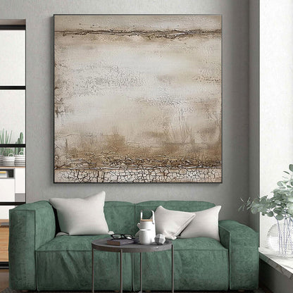Minimalist Canvas Art in Beige and Brown Textured Design, Hand Painted Art PT297