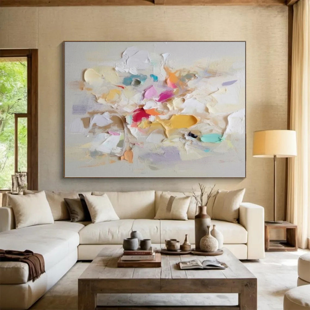 48x60 Colorful Abstract Acrylic Painting with Thick Textures, Cool Abstract Paintings PT006