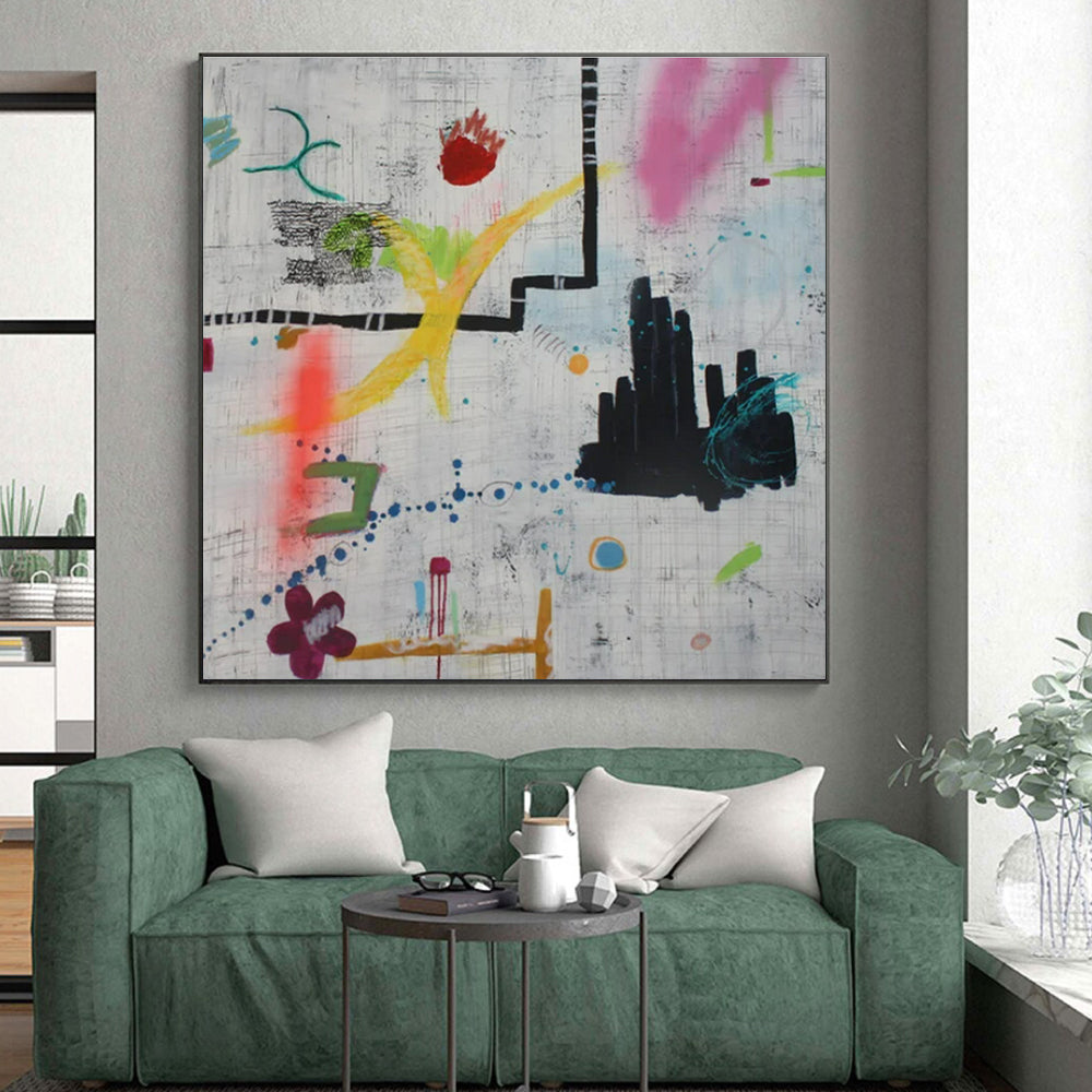 Hand-Painted Multicolor Textured Abstract Art PT776