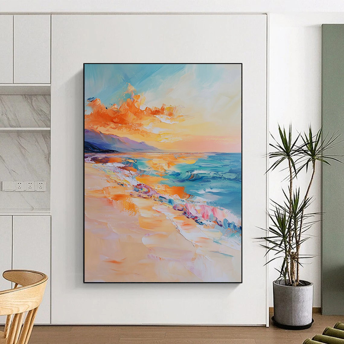Acrylic Modern Art Paintings Colorful Coastal Sunset Abstract Beach Painting DPS439