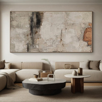 Hand-Painted Beige, Gray, and Brown Textured Abstract Art, Acrylic Modern Art Painting PT301