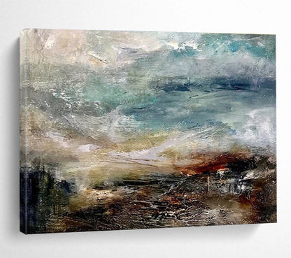 Large Size Blue, Beige & Brown Abstract Landscape Art HPS174