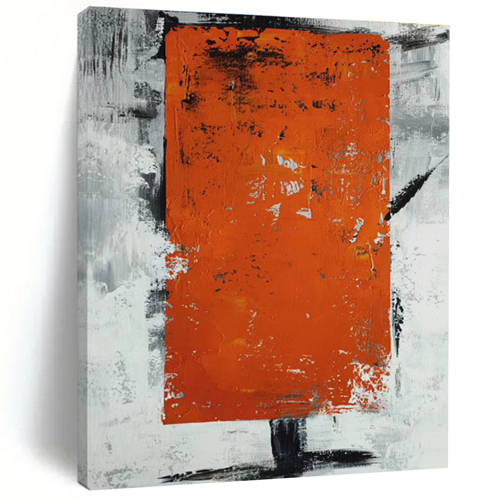 Large Size Orange Gray Black Textured Abstract Art PT403