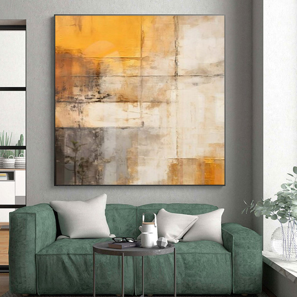 Acrylic Modern Art Paintings Orange, Gray, and White Abstract Art PT670