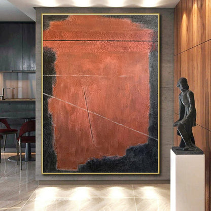 Handmade Art Red and Black Textured Abstract Art PT750