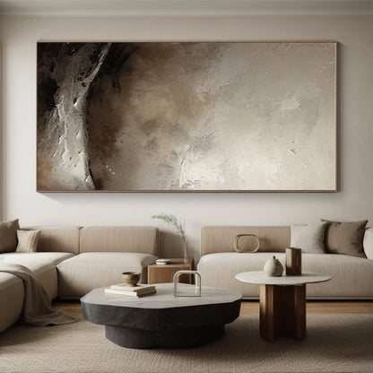 Cool Abstract Paintings Gray Beige Textured Abstract Landscape Art PT488