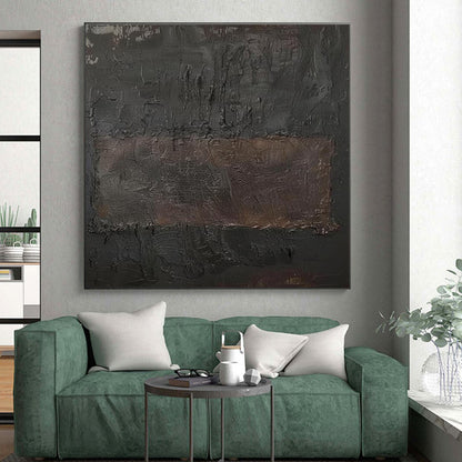 Unique Abstract Art in Dark Gray and Brown Textured Design, Acrylic Modern Art PT303