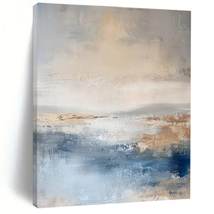 Huge Size Beige, Gray & Blue Abstract Landscape, Large Contemporary Wall Art DPS502