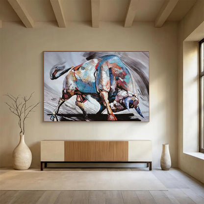 Large Size Multicolor Abstract Bull Art HPS404
